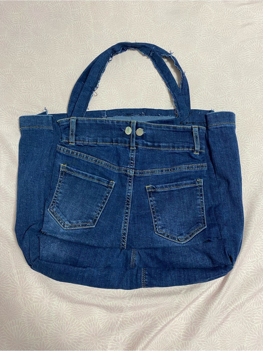 Denim Blue Tote Bag with Dual Top Handles